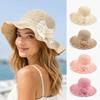 Breathable Wide Brim Straw Hat Adjustable Beach Sun Hat Sweet Ruffle Sun Hat  For Women Girls