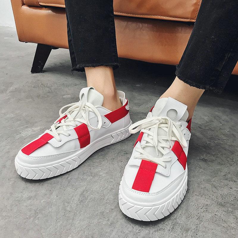 

Мода 2024 Новые Горячие Новые Мужские Кроссовки Мужские Дышащие Удобные Повседневные Туфли Модные Zapatillas Deportiva Мужские Холщовые Туфли на Шнуровке 38 красный