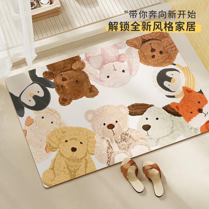 Bathroom Floor Mat Non-Slip Foot Mat Diatom Mud Water-Absorbing Quick-Drying Soft Cushion Bathroom Household Toilet Door Carpet