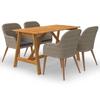 Garden Set - EXCLUSIVE HOUSE - 5 Pieces - Oiled Solid Acacia Table - Wicker Resin Chairs - Removable Cushions