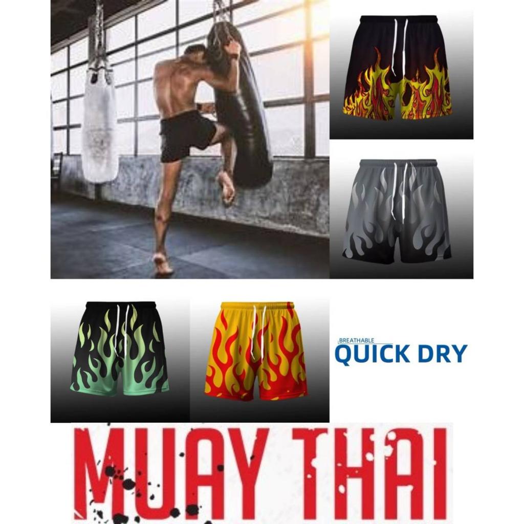 Fire Flame Boxing Muay Thai Kickboxing Shorts Pants 3D Print Fighting Training Unisex Men Women Quick Dry Fitness Gym Sport Workout Casual Streetwear