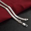 Simple Flat Curb Silver Plated Chain Lobster Clasp Bracelet Women's Jewelry