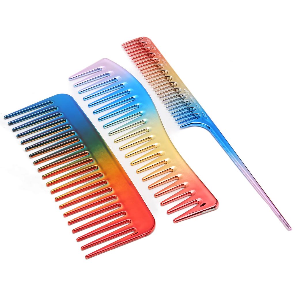 3PCS Hair Comb Set Hair Dressing Electroplate Styling for Household Hair Salon Barber