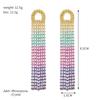 Elegant Long Tassel Rhinestone Stud Earrings Women's Wedding Performance Stage Multi-Color Gradient Slimming E775