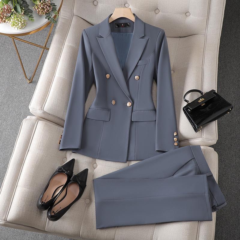 Women's Professional Suit Set: Elegant Spring/Autumn Attire for College Interviews & Hotel Manager Uniform.