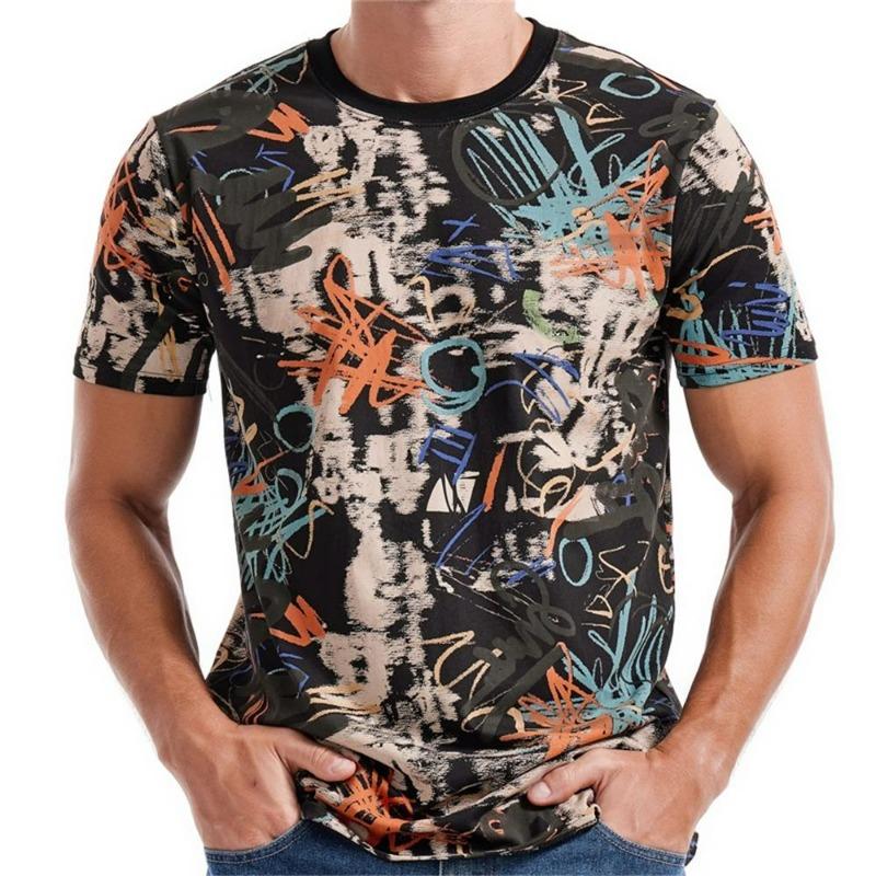 Summer Men's T-shirt Fashion Graffiti Pattern 3D Print Casual Loose Outdoor Boy Short Sleeve Tees Top Pullover Clothing