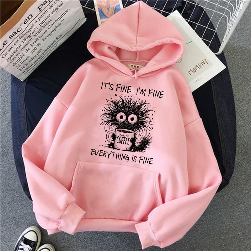 

Women s Casual Hooded Clothes Vintage Gothic Y2k Sweatshirts Pullovers Whimsical Cat and Coffee Printed Kangaroo Pocket Hoodies XL