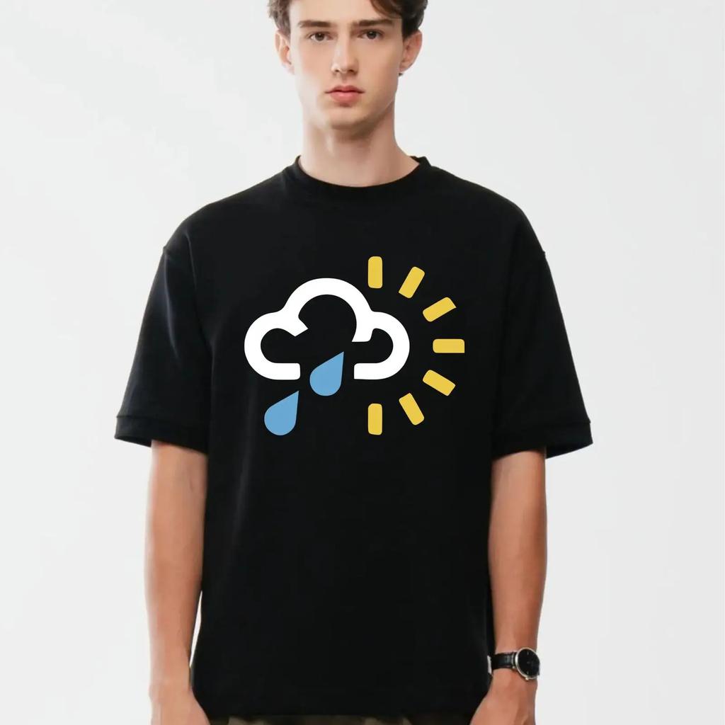 Retro Weather Forecast T Shirt Meteorologist Minimalist Rain Cloud And Sun 100 Cotton Novelty Vintage Slightly Stylish