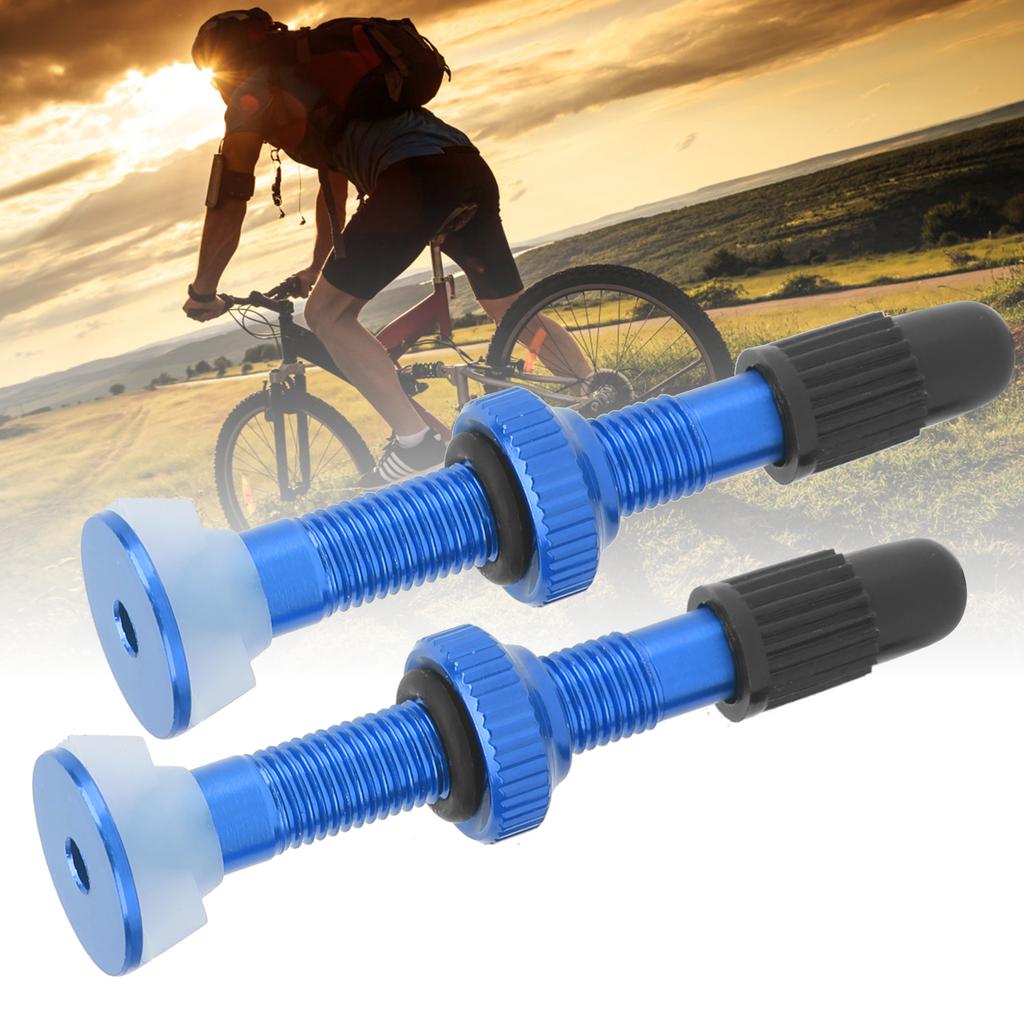 1 para Bez dętkowych zaworów powietrznych do roweru górskiego, stopowy przedłużacz zaworu Presta, akcesorium, niebieski