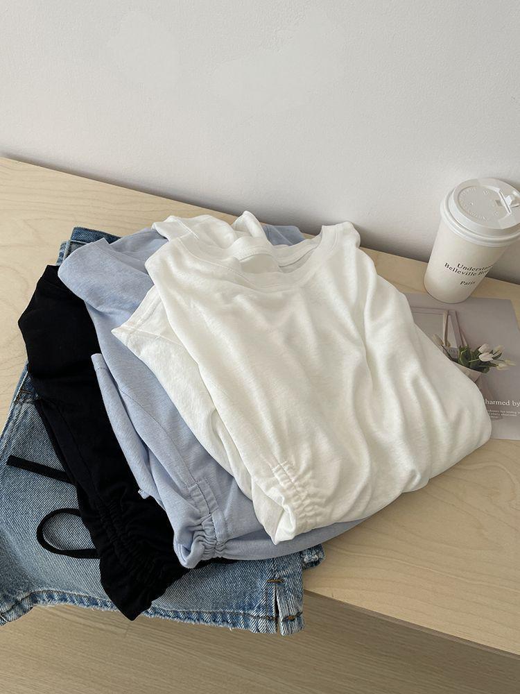QFD-Irregular Drawstring Micro-Transparent Long Sleeve T-Shirt - Comfortable, Loose, Sun Protection Summer Cardigan