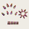 Iridescent 3D Multi-faceted Round Toe Metal Nail Set - European American Fashion
