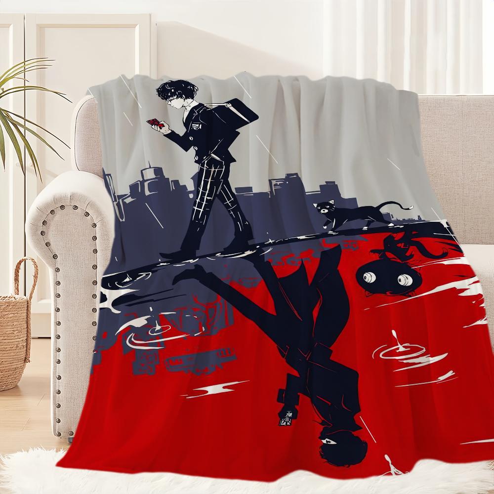 Game Cool 5 Cute Blanket Plush Nap Sofa Rug P-Persona for Living Room Warm Office Bedroom Birthday Home Travel Kid Gifts