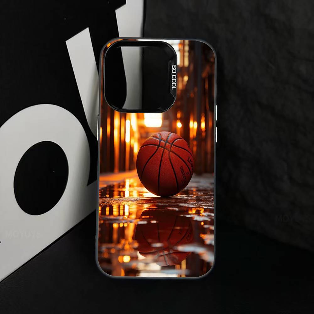 B-Basketball Phone Case For iPhone 17,16,15,14,13,12,11 Plus,Pro Max,XS,Colorful Silver Phone Case Funda Cover