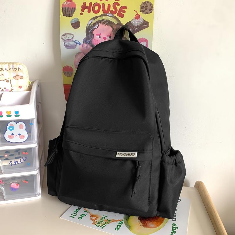 Teenage Backpack Solid Color Student Schoolbag Large Capacity Backpack