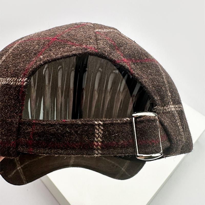 Baseball Cloth Woolen Color Contrast Use Multi Women Men Her Him For Fresh Winter Autumn Fall Caps Cotton Fashion Casual British Style Check Warm