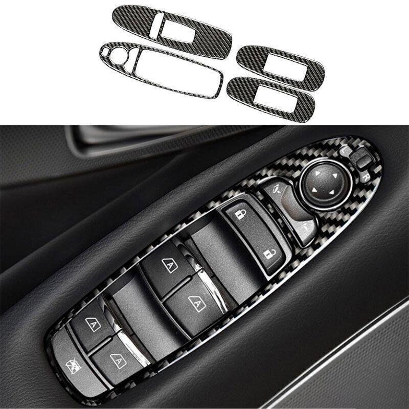 For Infiniti Q50 2014- Real Carbon Fiber Window Lift Lock Switch Panel Trim