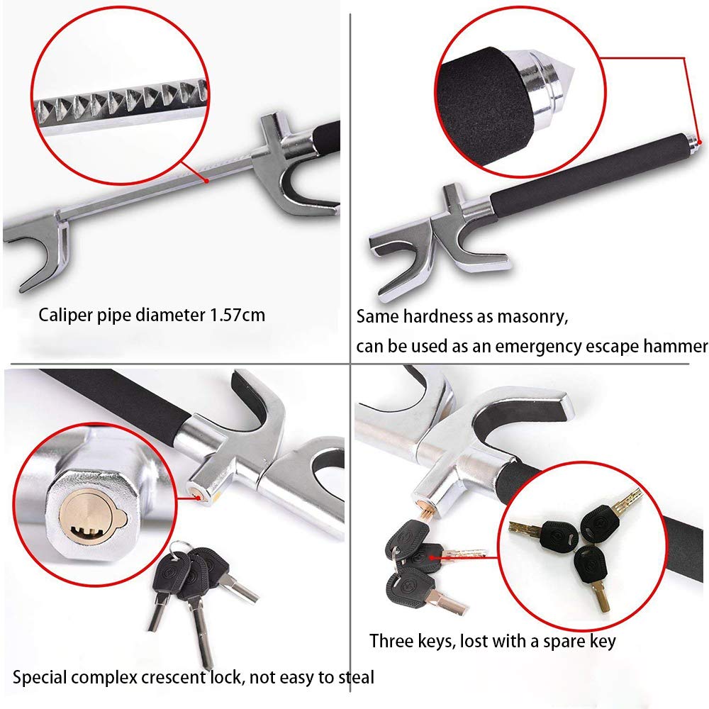 Sutekus Steering Wheel Lock, Anti-Theft, Anti-Theft, Super Strong Security, Emergency Escape, Includes 3 Spare Keys