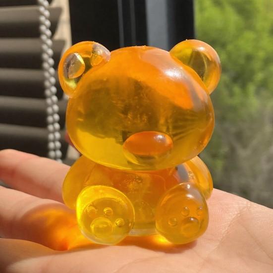 1/4Pcs Mini Clear Bear Squeeze Toy Stress Relief Sitting Bear Sensory Toy Anxiety Relieving Sugar Stress Ball Focus Aid Decompression Animal Toy