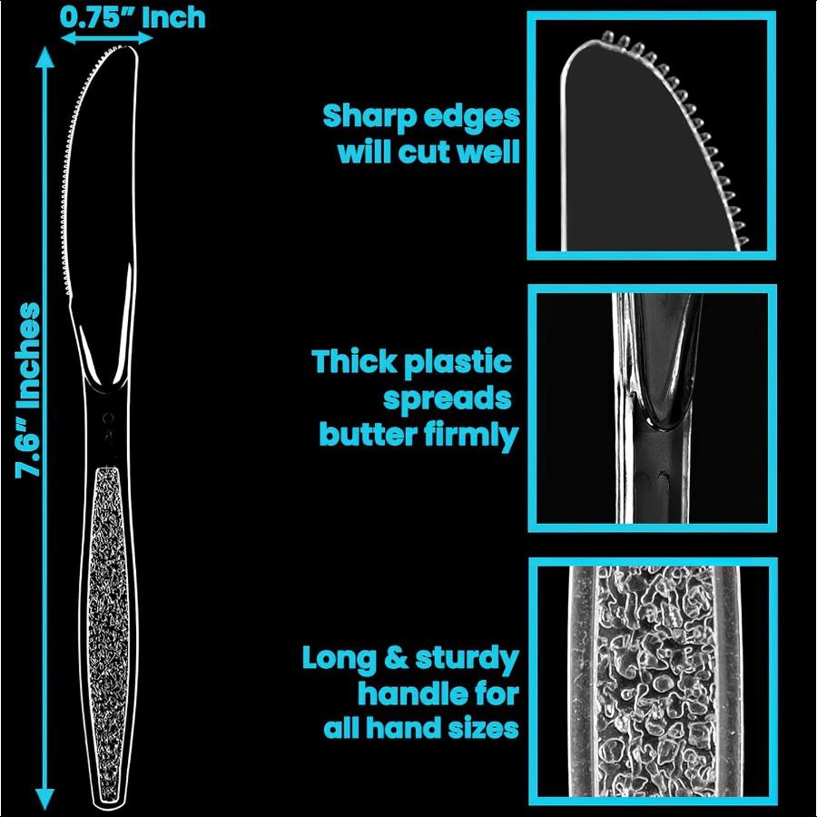 

[150 штук Пластиковые ножи Прозрачные пластиковые ножи Сверхпрочные Небьющиеся Одноразовые ножи для вечеринок Пикника Все для помещений и улицы United States
