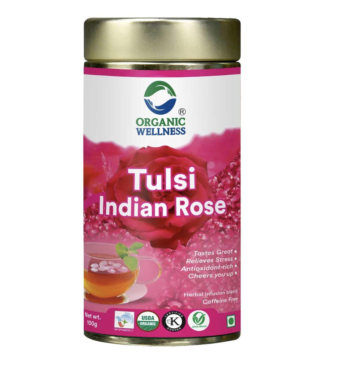

Чай с Тулси и Индийской розой (100 г), Tulsi Indian Rose Tea, Organic Wellness