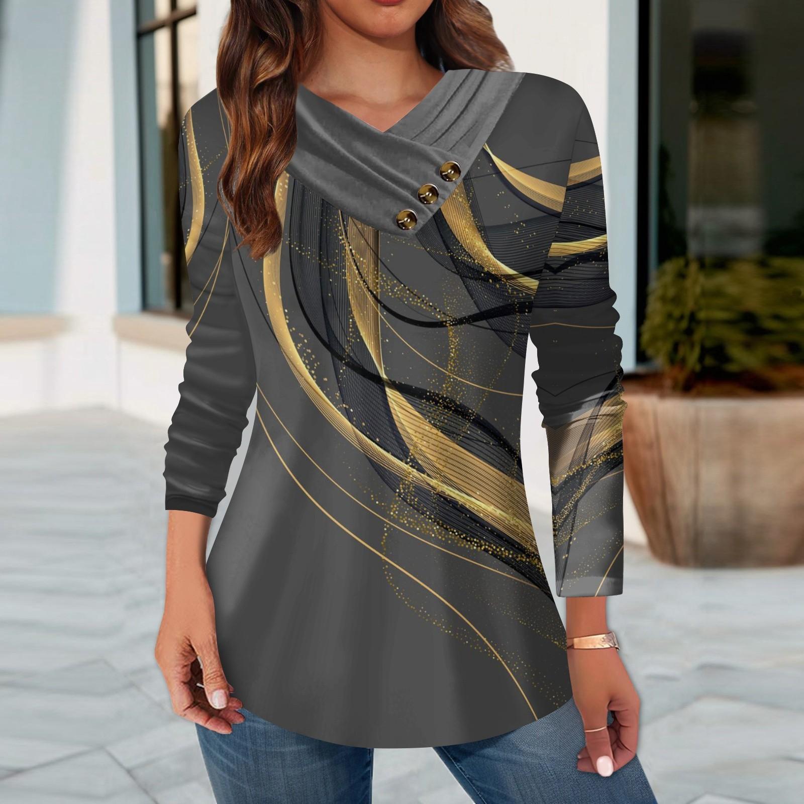 

Женские топы, повседневные рубашки с длинными рукавами и пуговицами на шее, модные лоскутные блузки с винтажным принтом, футболки XL темно-серого