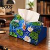 Foldable Paper Organizer Leather Tissue Box Cover with Flowers Pattern, Desktop Organizer, Napkin Holder Case, Portable Dispenser Facial Dispenser,