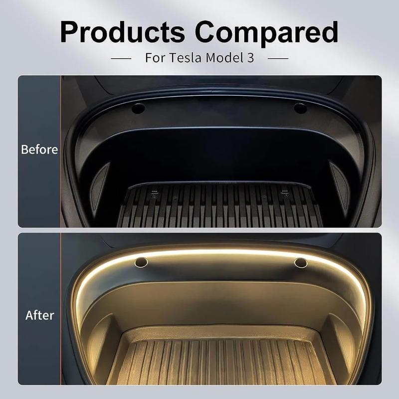 Universal for Tesla Model 3 Y - 12V Front Trunk Frunk LED Ambient Surround Light Flexible Silicone Strip Decorative Lamp