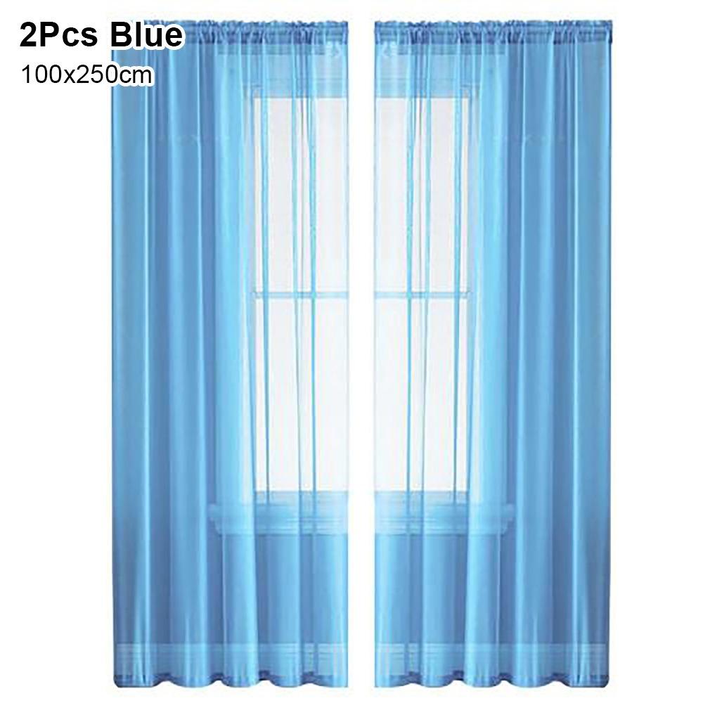 1/2Pcs Rod Pocket Voile Sheer Curtain Door Drape Shades Living Room Bedroom Kitchen Decoration