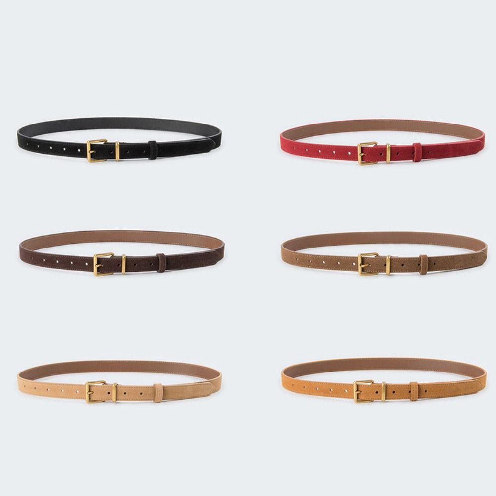 Luxury Design Suede Leather Belt Trendy Pin Buckle Waistband Retro Business Waist Strap  Gifts