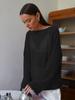 2025 Spring/Summer European-American Hollow Knit Sweater: Women's Thin, Large Round Neck, Trumpet Sleeve T-Shirt