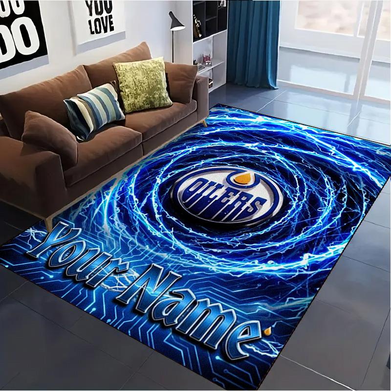 Name Custom Edmonton Oilers Logo Carpet Rug for Living Room Bedroom Home Sofa Decoration,Kids Play Non-slip Floor Mat