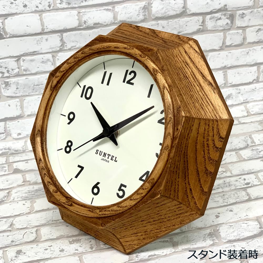 Santel Lucky Octagonal Wall 175 x 45 QL742BR Japanese-made Clock, Brown, mm,