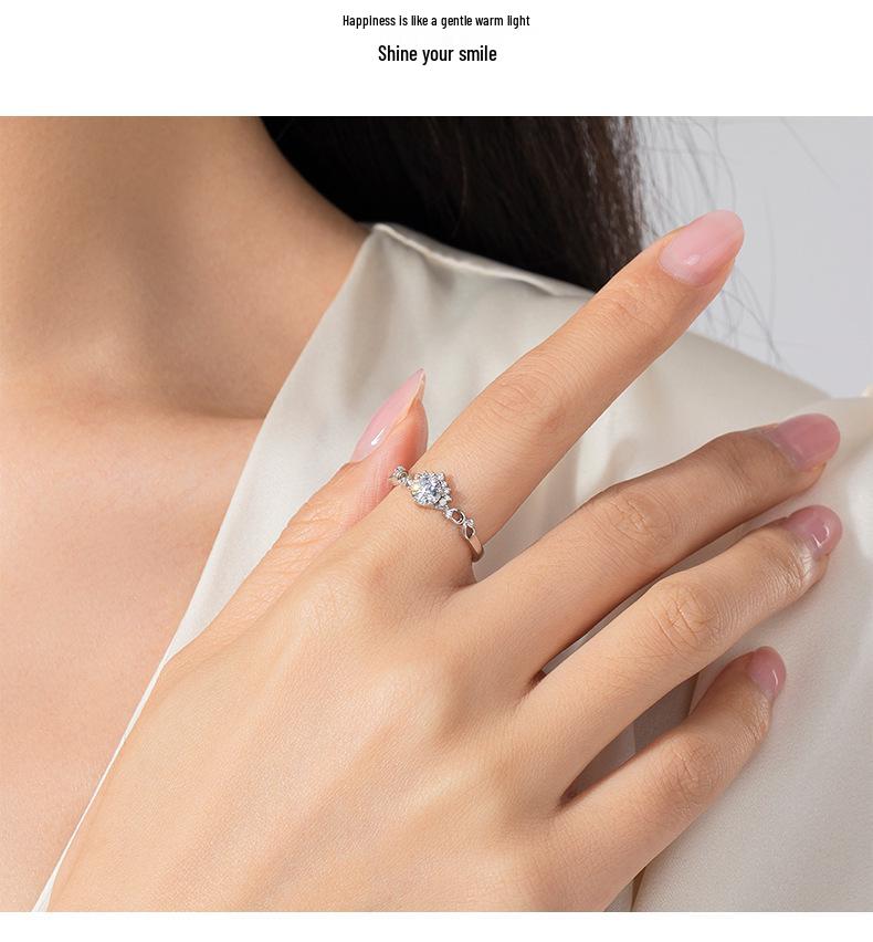 Modian S925 Sterling Silver Zircon Ring: Elegant Korean-Style Women's Wedding Ring with Hollow Design.