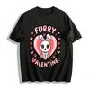 Furry Valentine Cute Rabbit Heart Print Casual Top For Adults Kids Pure Cotton T-shirt