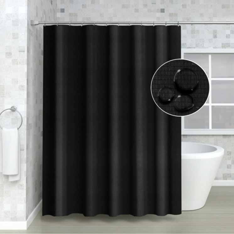 Thickened Jacquard Waffle Shower Curtain Pure Color Waterproof Bathroom Partition Easy Install Privacy Screen