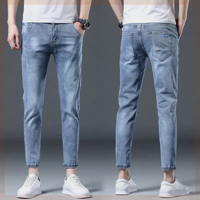 JYL Fashion джинсы мужские эластичные узкие широкие синие брюки 29 французские puce