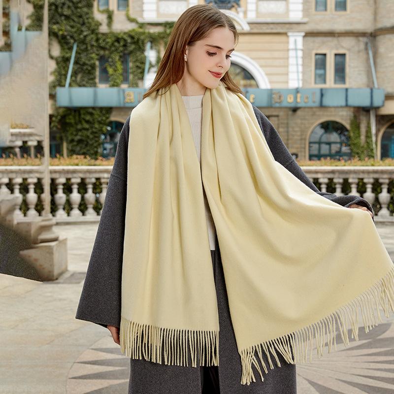 Wool Scarf Autumn and Winter Korean Style Cashmere Scarf Women's Winter New Style Women's Shawl Solid Color Scarf Versatile
