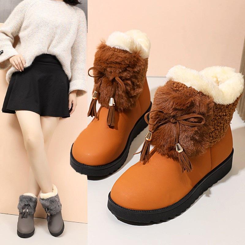 Korean version of snow boots  autumn and winter new student cotton shoes ins short tube velvet warm short boots