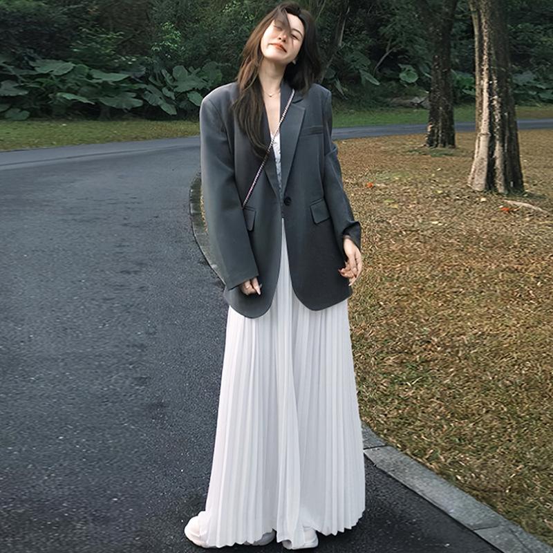 Korean Purple Pleated Skirt for Women In Summer New High-waisted A-line Hip Umbrella Skirt Small Pleated Skirt