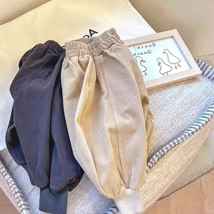 2025 Spring Korean Style High Waist Cotton Carrot Pants for Babies