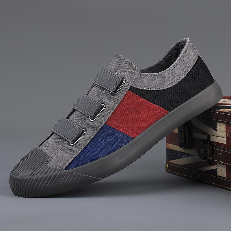 Men's 2026 Spring Canvas Slip-On Shoes: Solid Color, Breathable, Casual Low-Top Flats