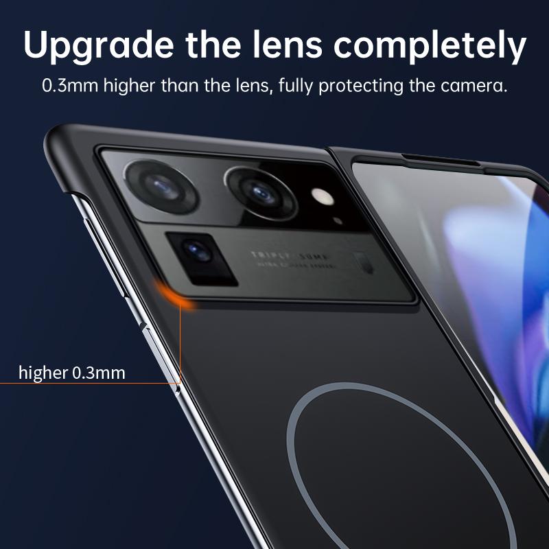 För Magsafe Ultratunt Ramlöst Skal För Tecno Phantom V Fold2 V Fold Frostat Trådlös Laddning Hårt PC Stötsäkert Baksidsskydd