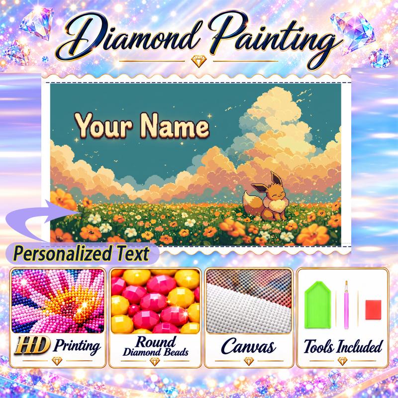 Personalized flareon Diamond Art Custom Name 5D Diamond Painting Full Drill DIY Craft