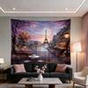 Vintage Paris Tapestry Wall Hanging Eiffel Tower Backdrop French Themed Cityscape Tapestry Cafe Decor Romantic City Wall Art for