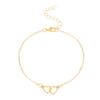 Interlocking Double Hollow Heart Thin Chain Anklet Minimal Romantic Adjustable Foot Jewelry for Women Beach Daily Accessory
