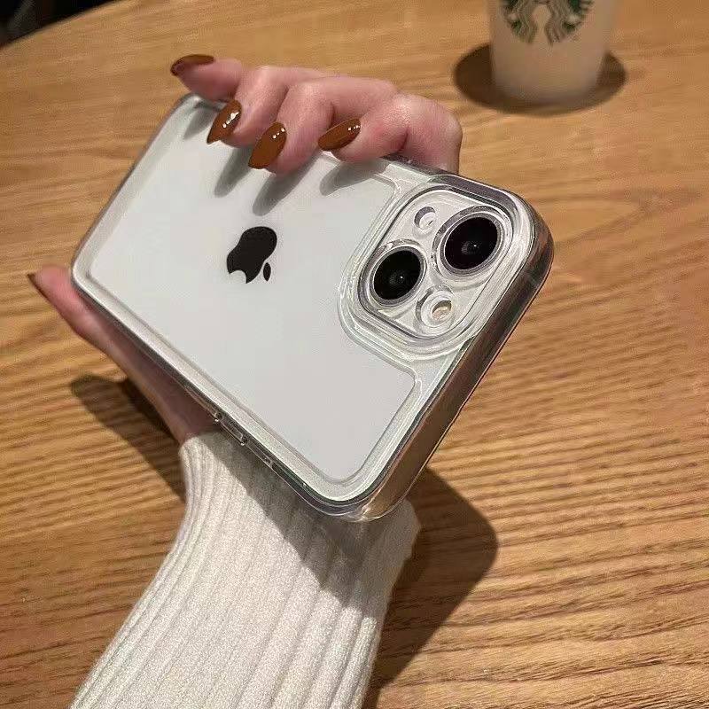 For IPhone16 Fine Hole Acrylic Space Shell for Apple 14/15promax Mobile Phone Case Transparent Anti-fall Cover