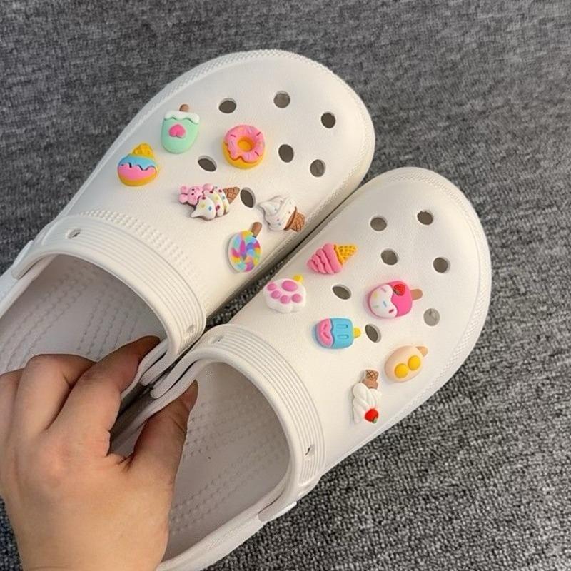 12PCS Fashion Shoe Charms for Clogs Set Accessories Hole Shoe Buckle Summer Cute Ice Cream Doughnut DIY Shoes Decorations