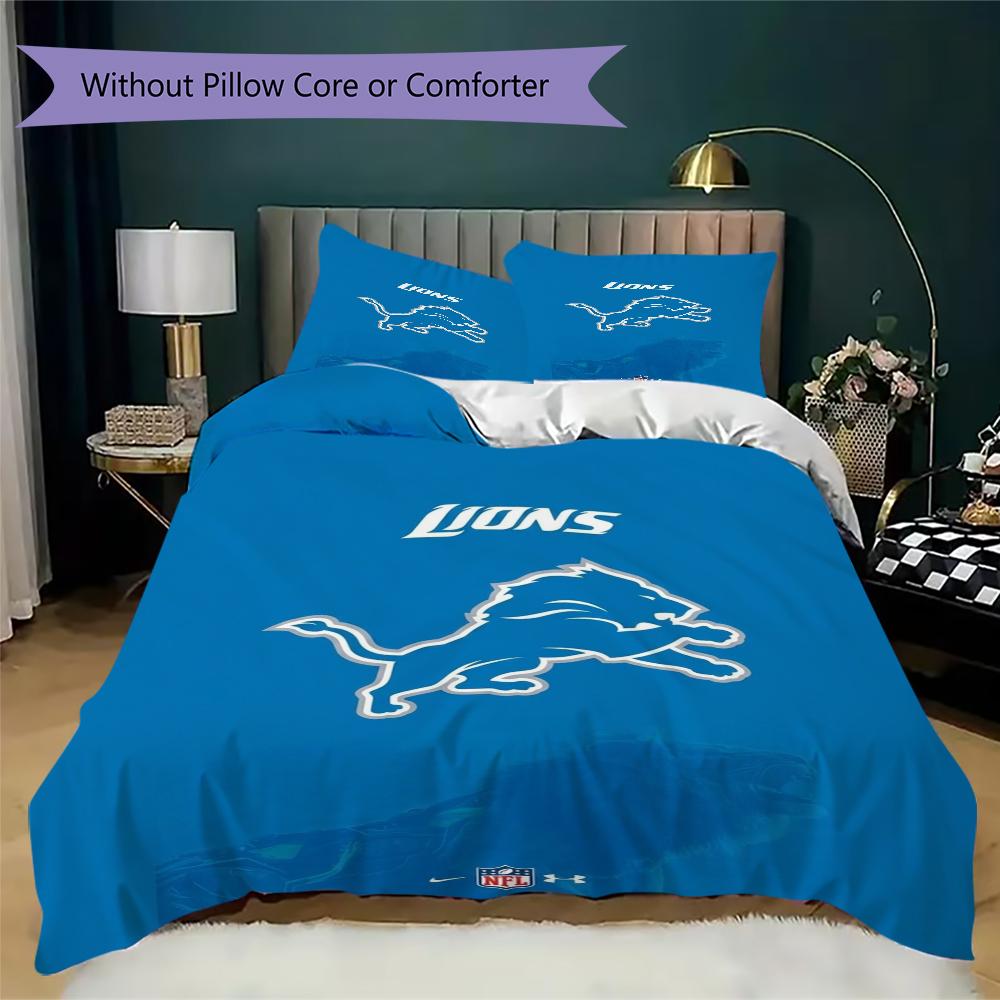 Detroit Lions Pattern Bedding uilt Set uilt Cover Pillowcase Home Decoration Birthday Gift (1*duvet cover + 2*pillowcase without core)