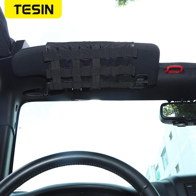 TESIN Car Roof Top Sun Visor Sunshade Storage Bag Organizer for Jeep Wrangler TJ JK JL 1997- Interior Parts Car