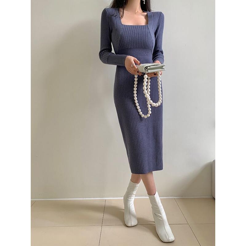 Christmas women's clothing royal sister light and mature style high-end sense base sweater skirt slim-fitting red knitted dress autumn and winter